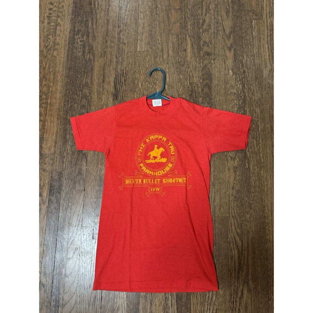 VTG 1979 Phi Kappa Tau Farmhouse Silver Bullet Shootout T-Shirt Single Stitch S